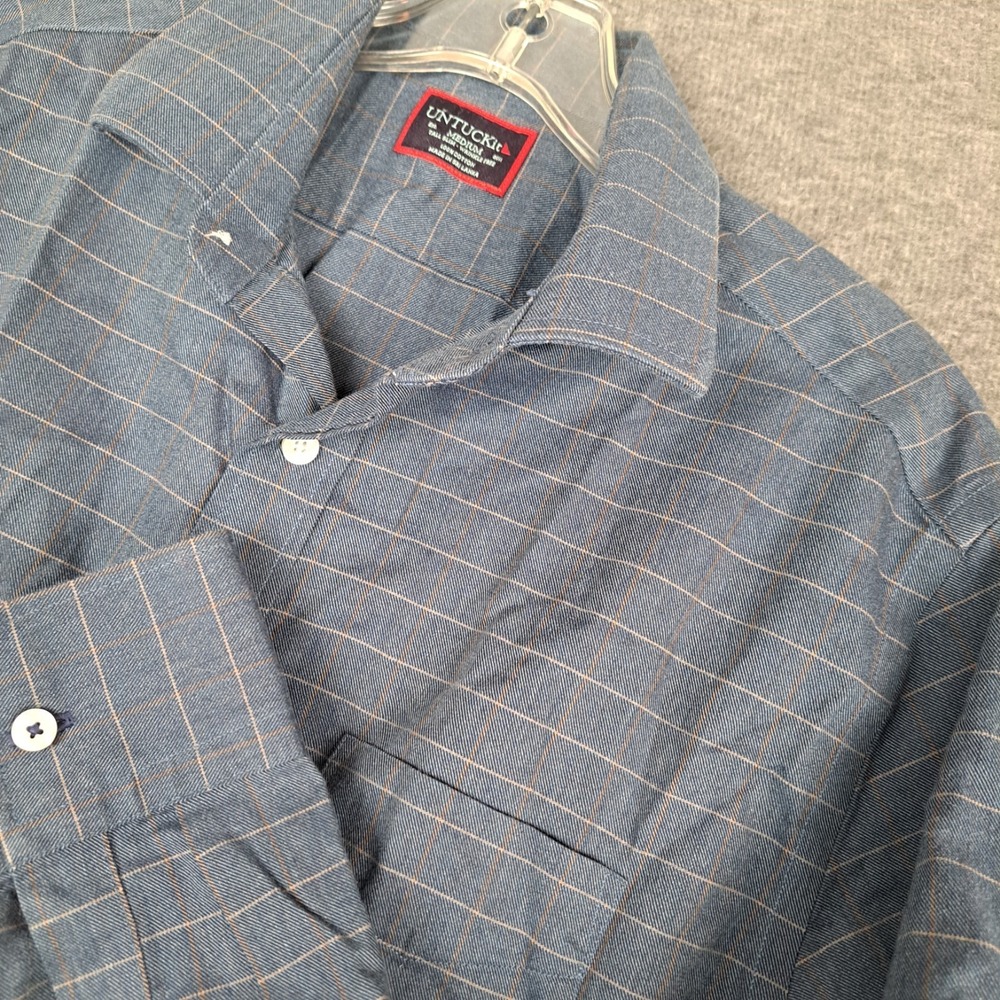 UNTUCKit Mens Medium Tall Slim Giuliano Wrinkle Free Blue Button Up Shirt Oxford
